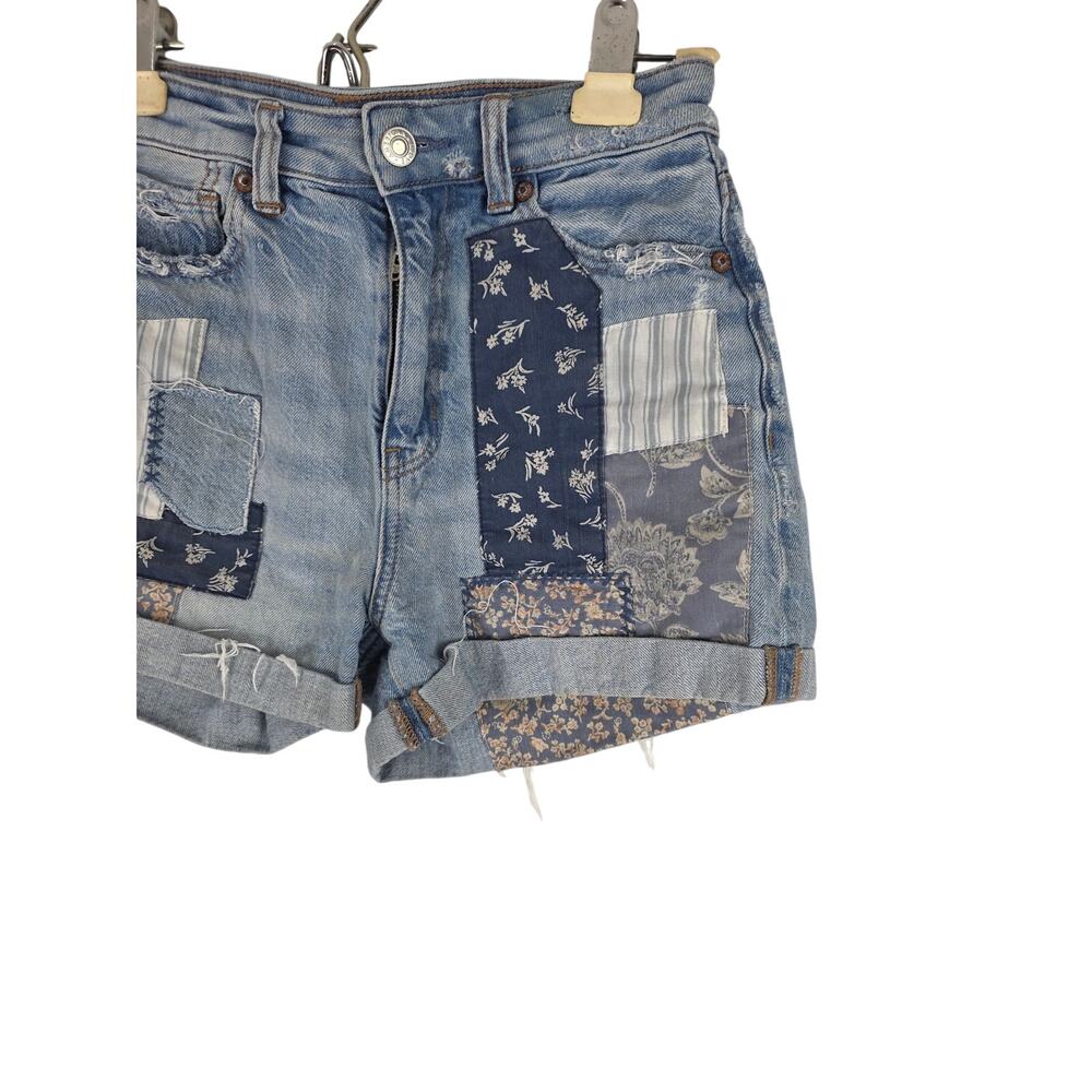 American Eagle Patchwork Mom Shorts 0 Womens Mid … - image 2